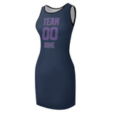 Custom Blue Light Purple Sleeveless Vest Dress