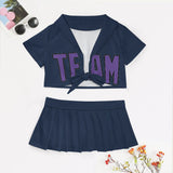 Custom Blue Light Purple Cheerleading Uniform Set