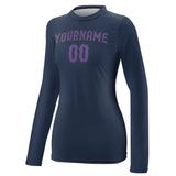 Custom Blue Light Purple Women's Long-Sleeve Shirt