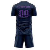 Custom Blue Light Purple Soccer Jersey