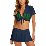 Custom Blue Emerald Green Cheerleading Uniform Set
