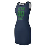 Custom Blue Emerald Green Sleeveless Vest Dress