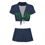 Custom Blue Emerald Green Cheerleading Uniform Set