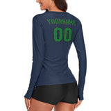 Custom Blue Emerald Green Women's Long-Sleeve Shirt