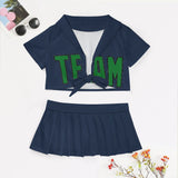 Custom Blue Emerald Green Cheerleading Uniform Set