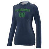 Custom Blue Emerald Green Women's Long-Sleeve Shirt