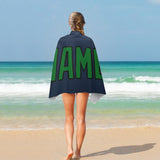 Custom Blue Emerald Green Beach Towel