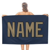 Custom Blue Light Khaki Beach Towel