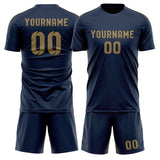 Custom Blue Light Khaki Soccer Jersey
