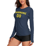 Custom Blue Light Yellow Women's Long-Sleeve Shirt