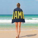 Custom Blue Light Yellow Beach Towel