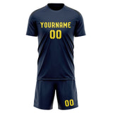 Custom Blue Light Yellow Soccer Jersey