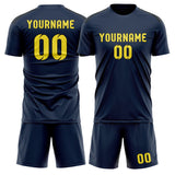 Custom Blue Light Yellow Soccer Jersey