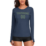 Custom Blue Blue Green Women's Long-Sleeve Shirt