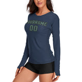 Custom Blue Blue Green Women's Long-Sleeve Shirt