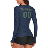 Custom Blue Blue Green Women's Long-Sleeve Shirt