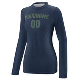 Custom Blue Blue Green Women's Long-Sleeve Shirt