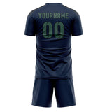 Custom Blue Blue Green Soccer Jersey