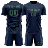 Custom Blue Blue Green Soccer Jersey