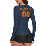 Custom Blue Orange Women's Long-Sleeve Shirt