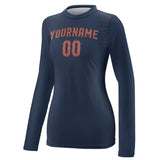 Custom Blue Copper Rose Women's Long-Sleeve Shirt