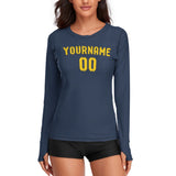 Custom Blue Gold Women's Long-Sleeve Shirt