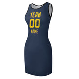 Custom Blue Gold Sleeveless Vest Dress