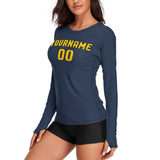 Custom Blue Gold Women's Long-Sleeve Shirt