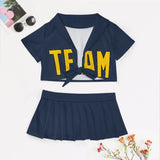 Custom Blue Gold Cheerleading Uniform Set