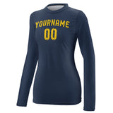 Custom Blue Gold Women's Long-Sleeve Shirt
