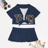 Custom Blue Brown Cheerleading Uniform Set