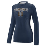 Custom Blue Brown Women's Long-Sleeve Shirt