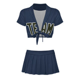 Custom Blue Olive Cheerleading Uniform Set