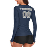 Custom Blue Gray Women's Long-Sleeve Shirt