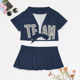 Custom Blue Gray Cheerleading Uniform Set