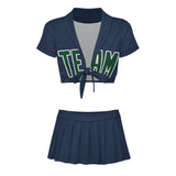 Custom Blue Green Cheerleading Uniform Set