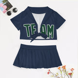 Custom Blue Green Cheerleading Uniform Set