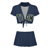 Custom Blue Dark Green Cheerleading Uniform Set