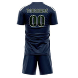 Custom Blue Dark Green Soccer Jersey