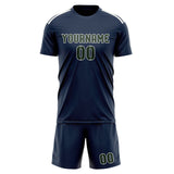 Custom Blue Dark Green Soccer Jersey