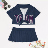 Custom Blue Purple Cheerleading Uniform Set