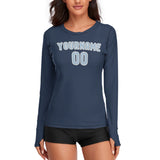 Custom Blue Light Blue Women's Long-Sleeve Shirt