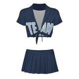 Custom Blue Light Blue Cheerleading Uniform Set