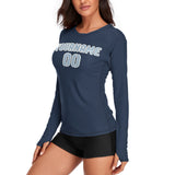 Custom Blue Light Blue Women's Long-Sleeve Shirt
