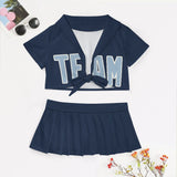 Custom Blue Light Blue Cheerleading Uniform Set