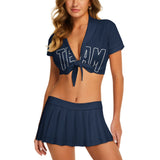 Custom Blue Blue Cheerleading Uniform Set