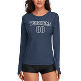 Custom Blue Blue Women's Long-Sleeve Shirt