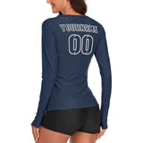 Custom Blue Blue Women's Long-Sleeve Shirt