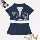 Custom Blue Blue Cheerleading Uniform Set