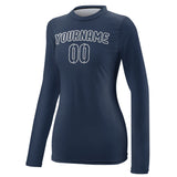 Custom Blue Blue Women's Long-Sleeve Shirt